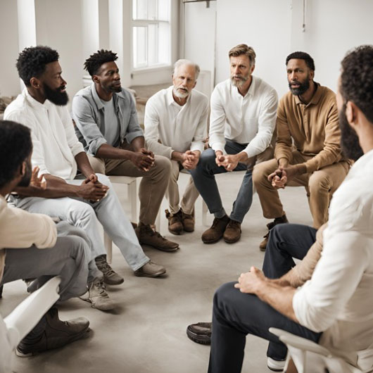 Hombres en terapia de grupo